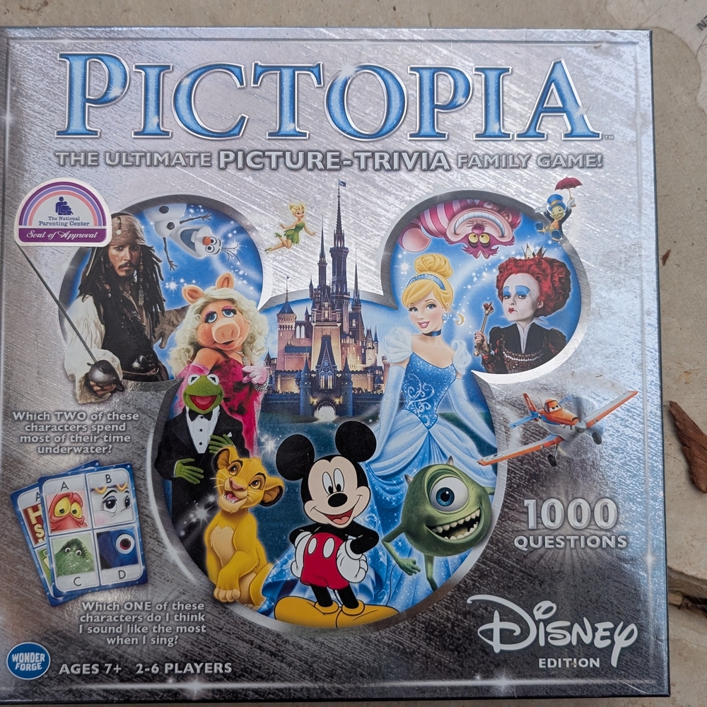 Disney Pictopia Trivia Game with Blue and Silver Accents